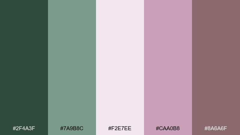 orchid shade botanical color palette with hex codes