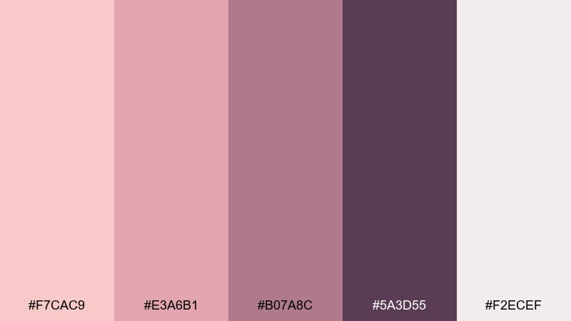 orchid twilight rose quartz color palette with hex codes
