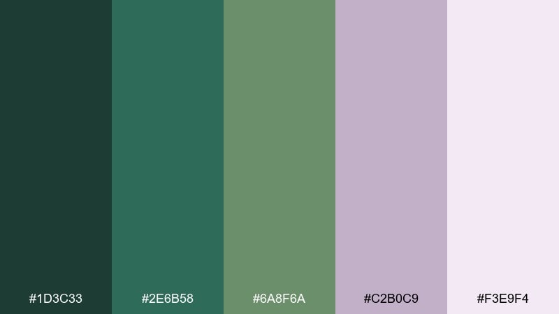 orchid understory rainforest color palette with hex codes