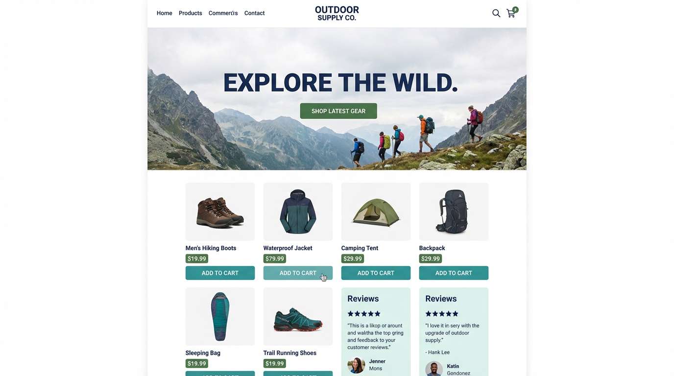 outdoor ecommerce homepage