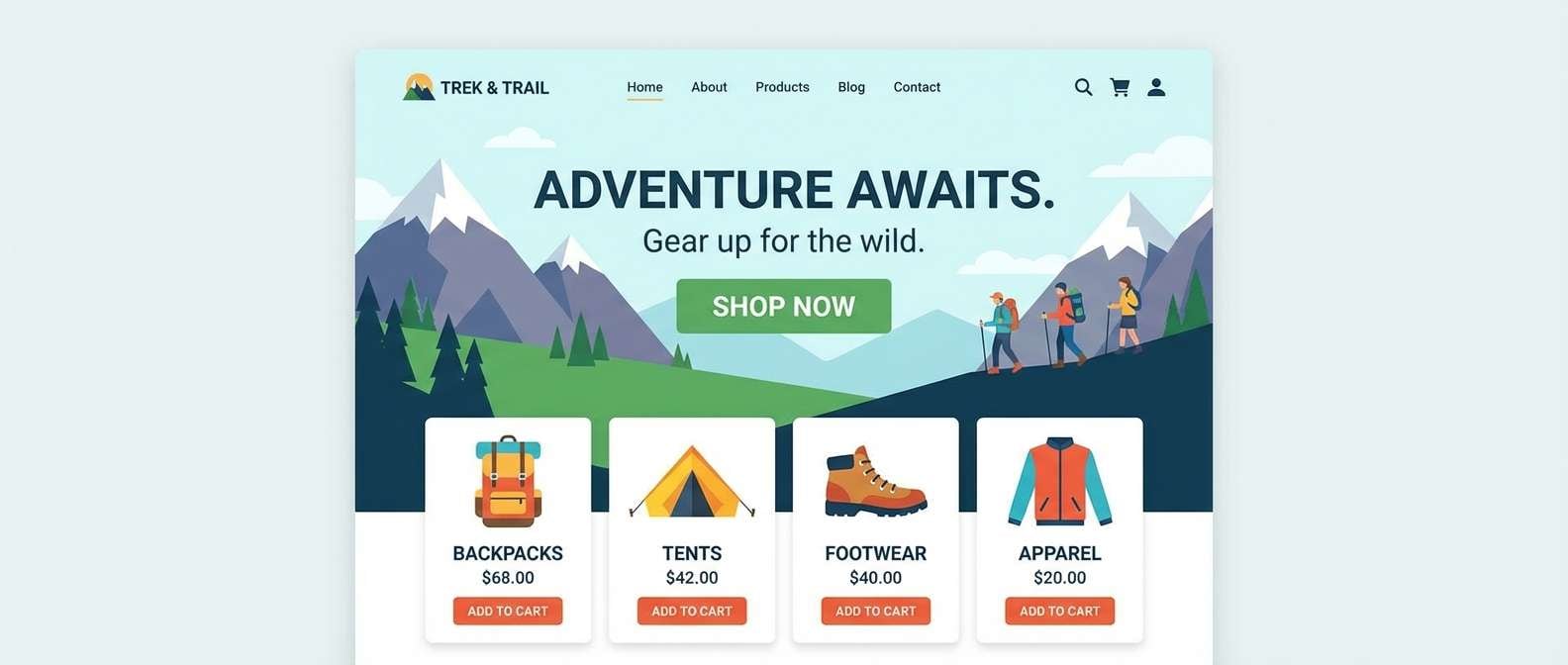 outdoor landing page ui