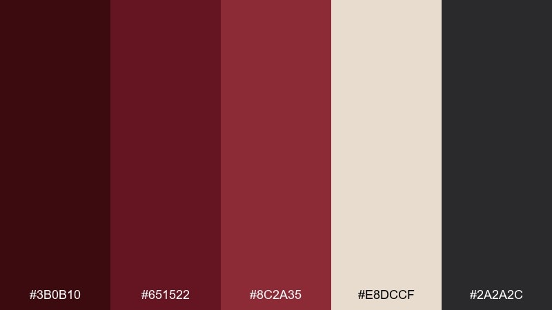 oxblood and linen color palette with hex codes