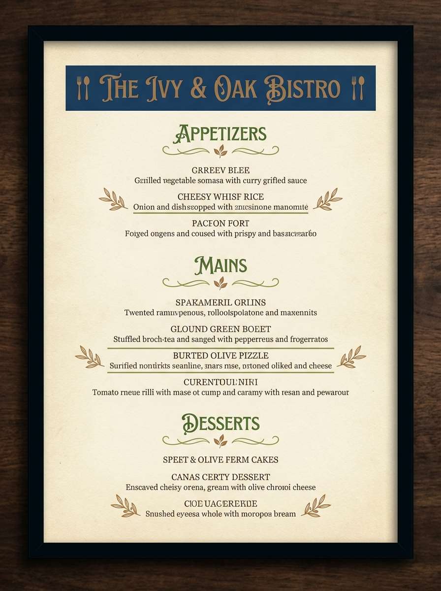 heritage restaurant menu