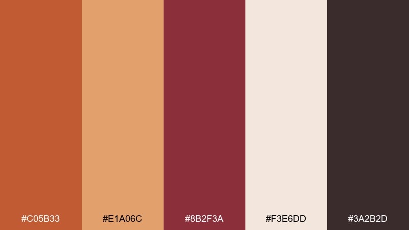 oxide bloom copper rust color palette with hex codes