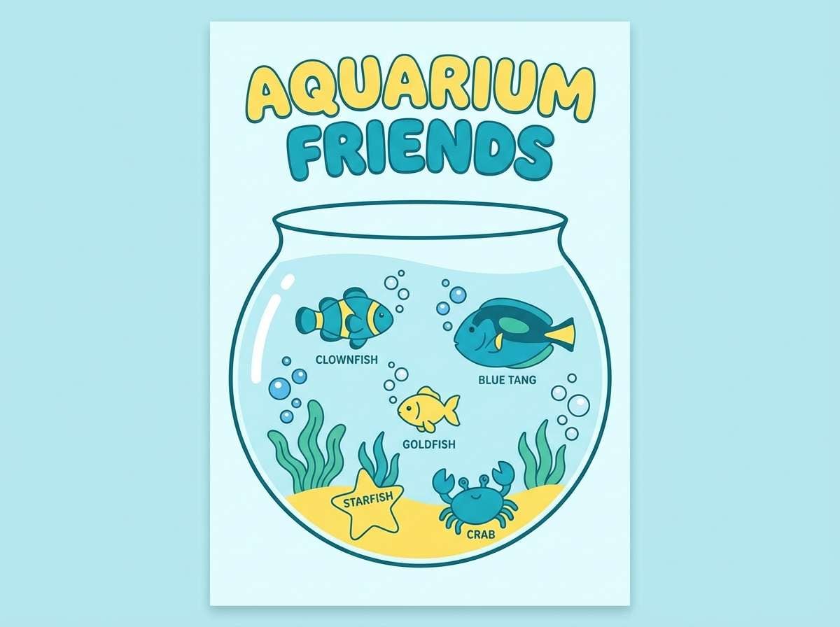 kids poster in bright blues