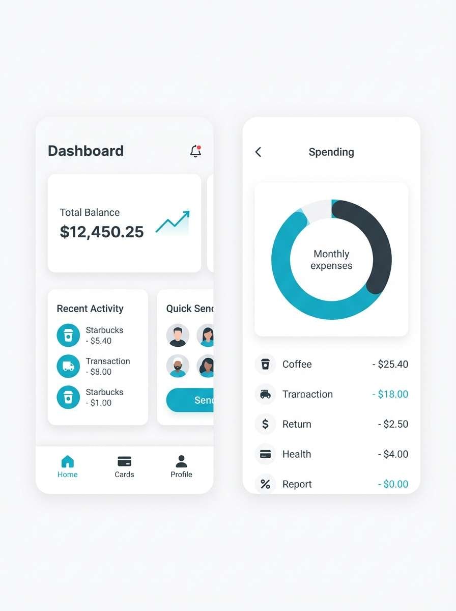 fintech ui in cool blues