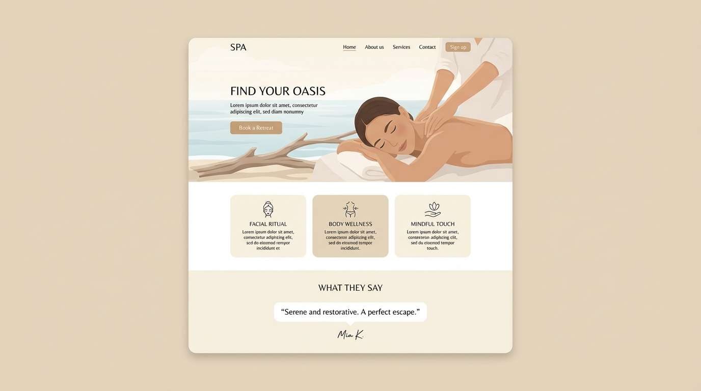 spa landing page ui