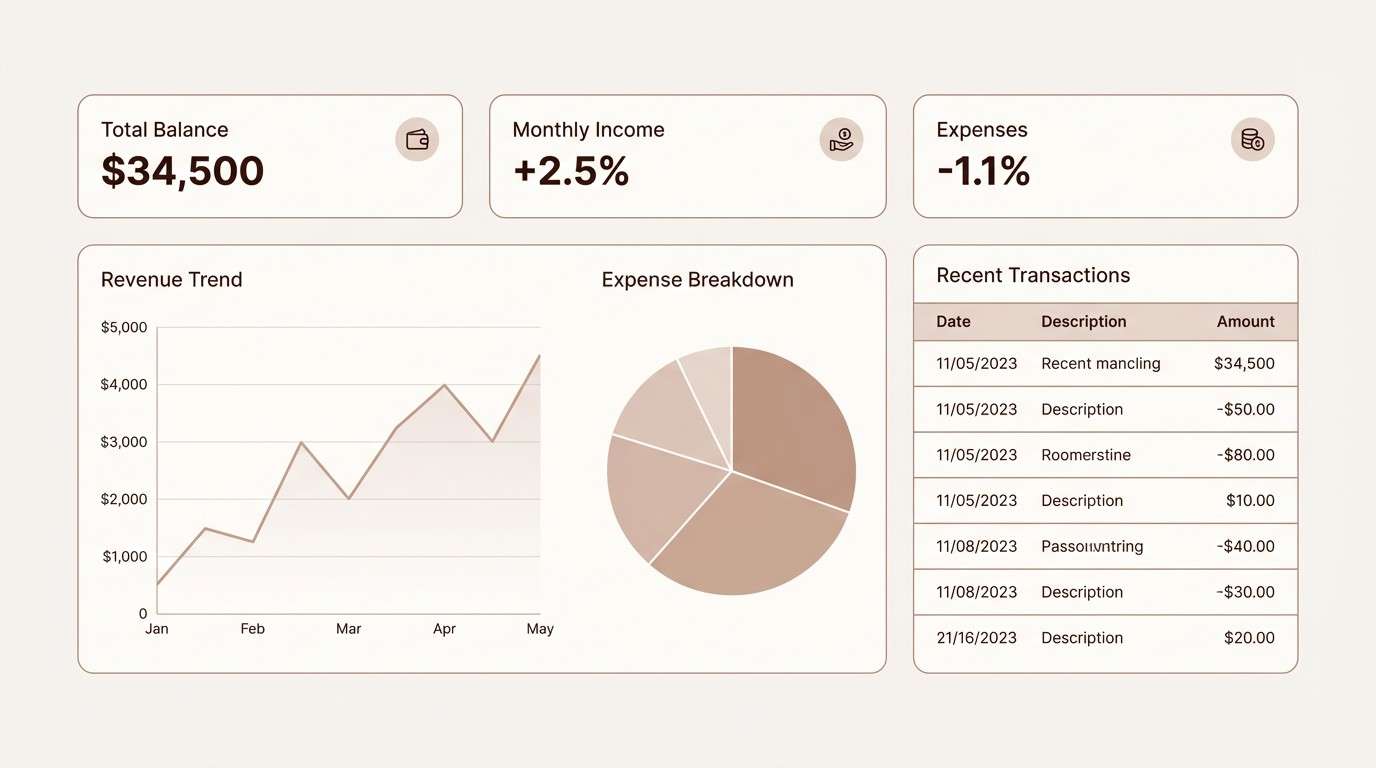 warm neutral dashboard ui