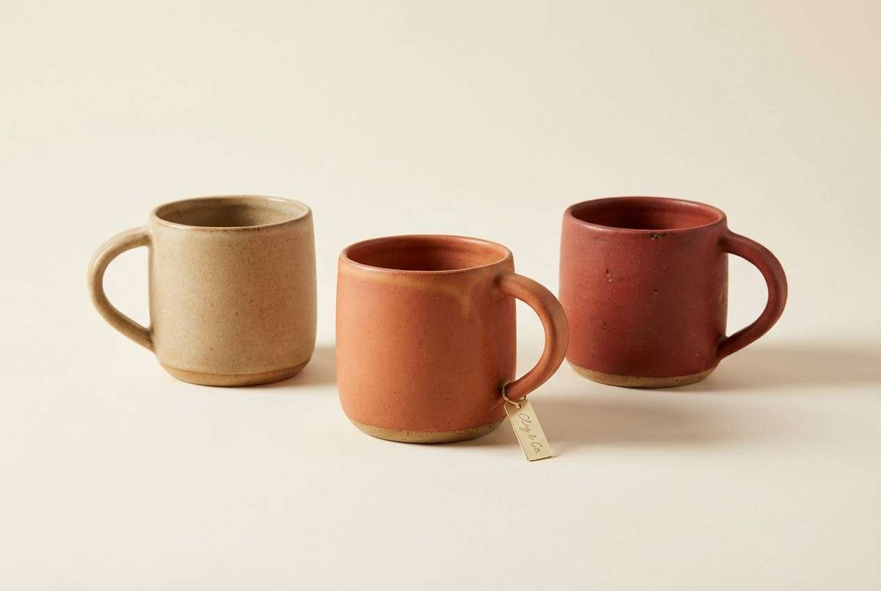 ceramic product ad in warm tones