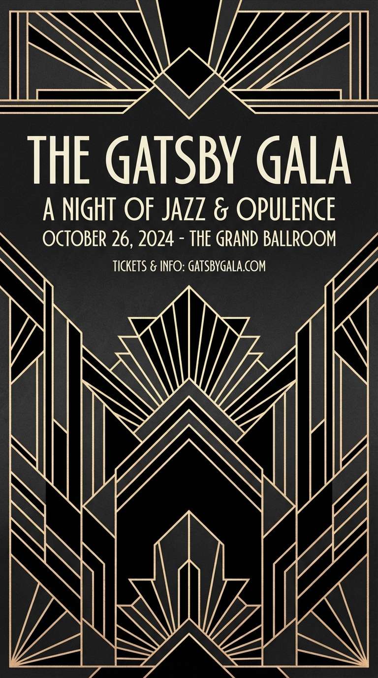 art deco poster in gold