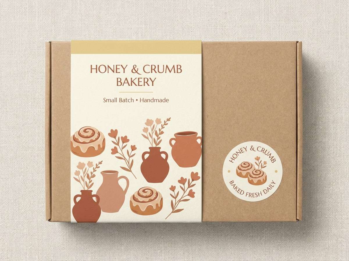 bakery packaging in warm tones