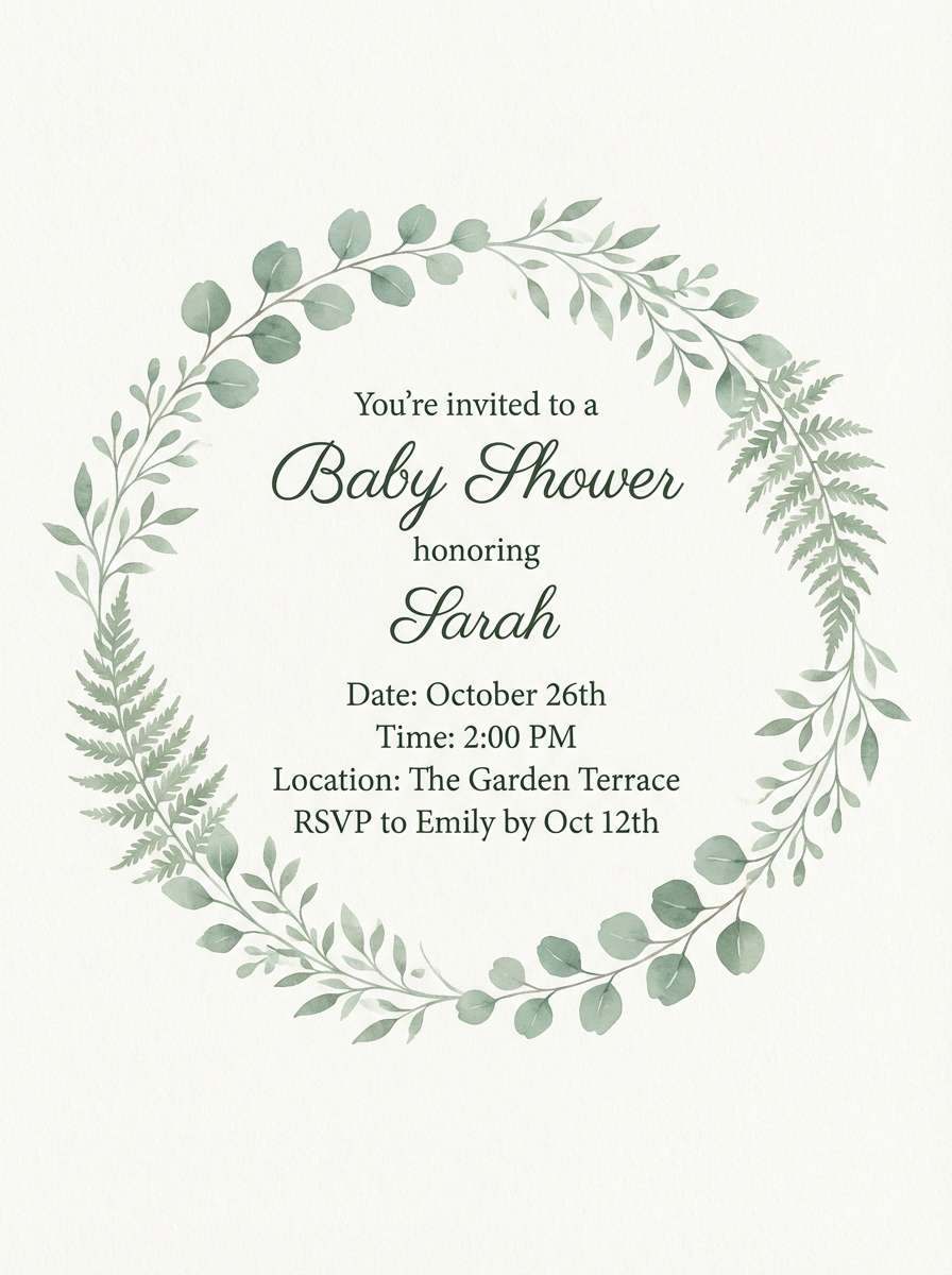 soft green baby invite