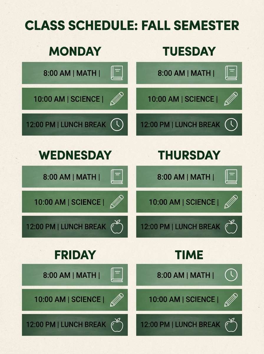 green class schedule flyer