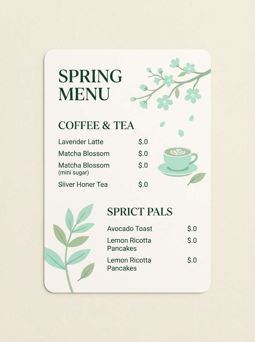 mint green cafe menu