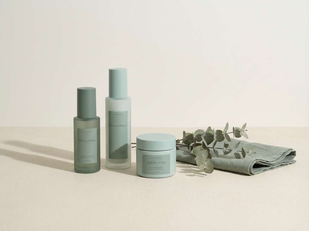 muted green skincare ad