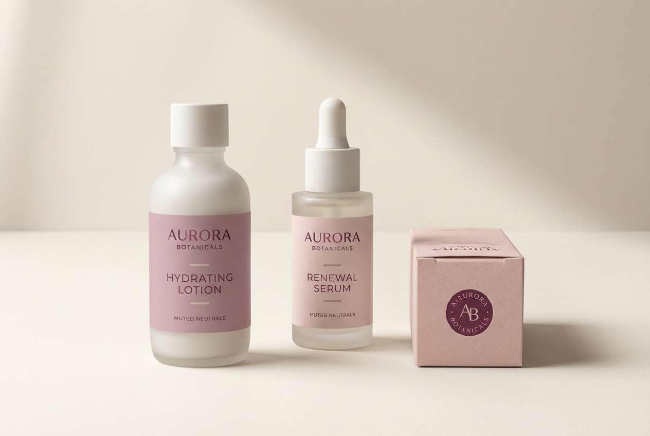 skincare branding in blush tones