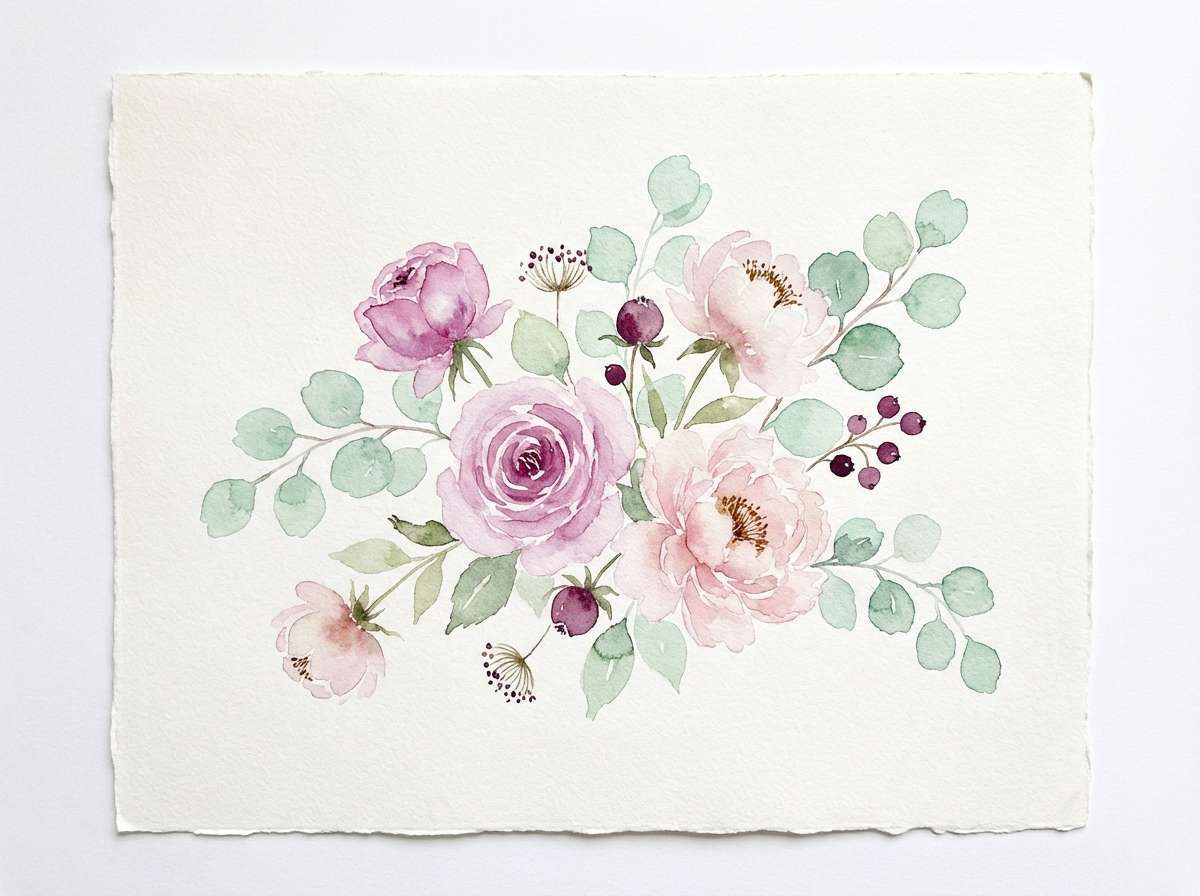 watercolor flowers in blush tones