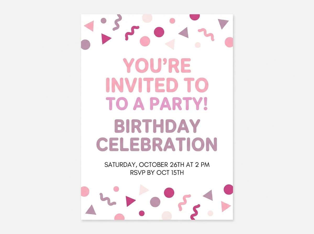 pink birthday invitation layout