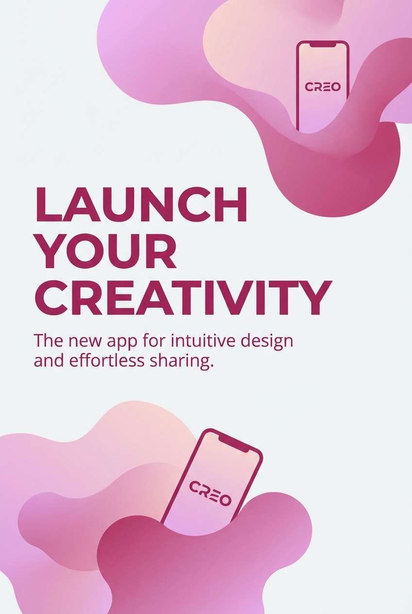 app launch poster in magenta