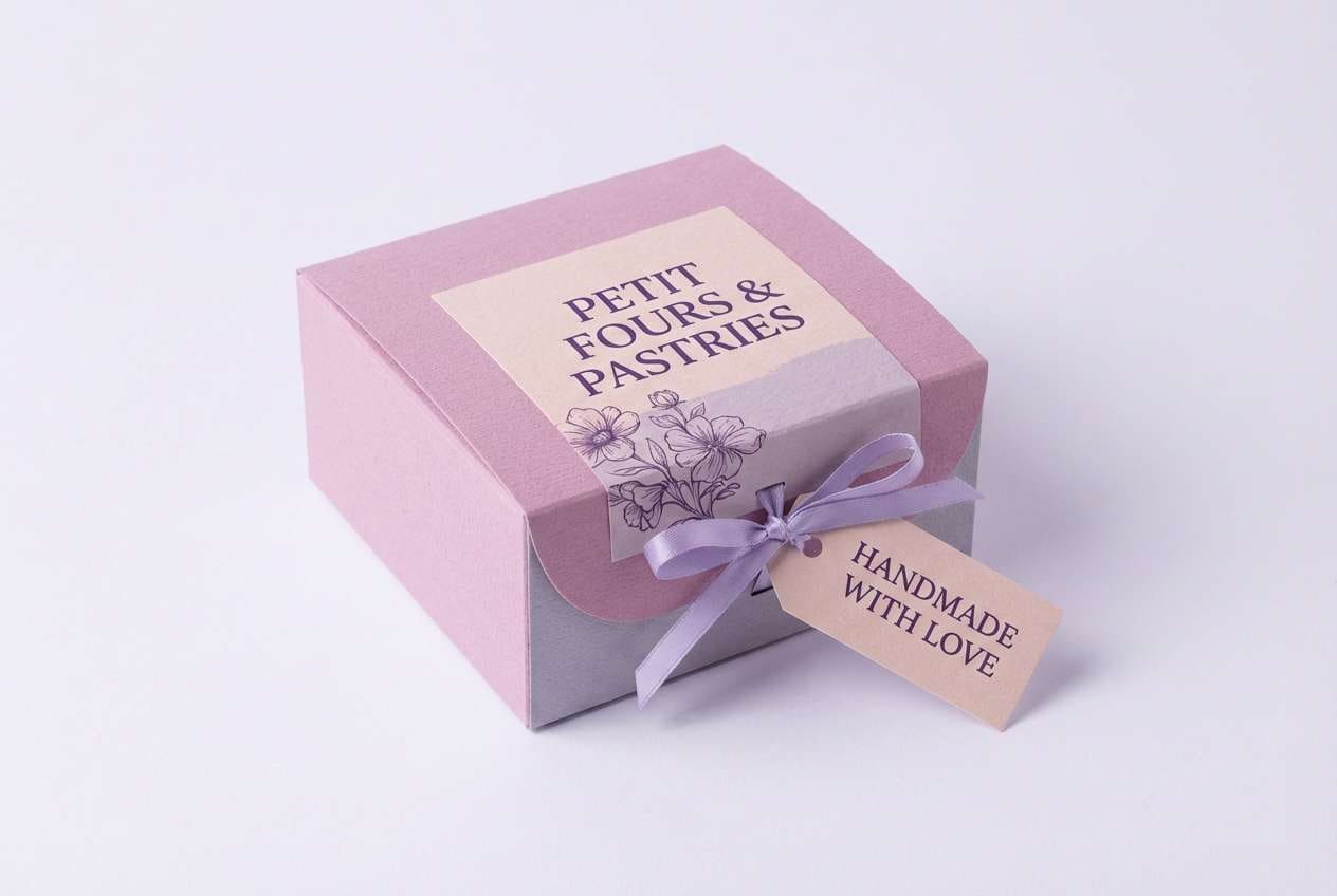 bakery label in pastel pink