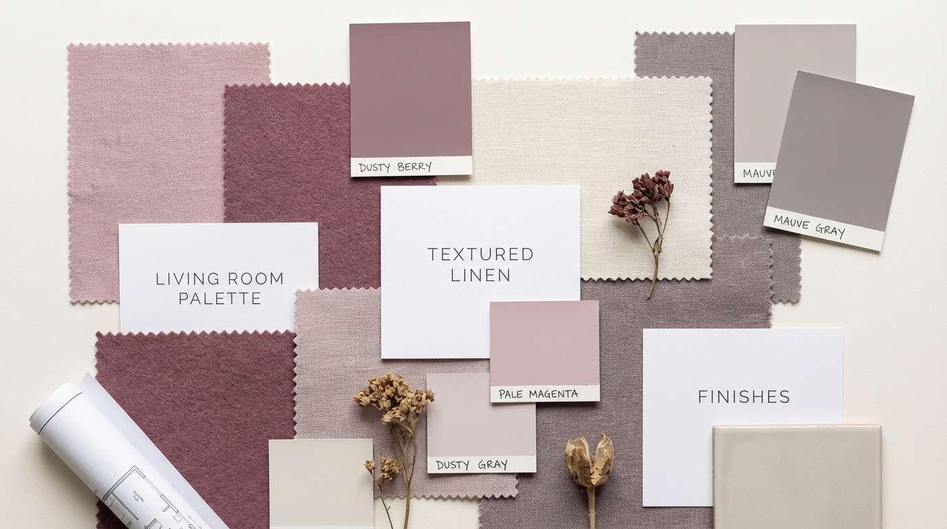 muted berry interior mood board