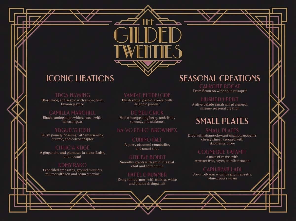 art deco cocktail menu