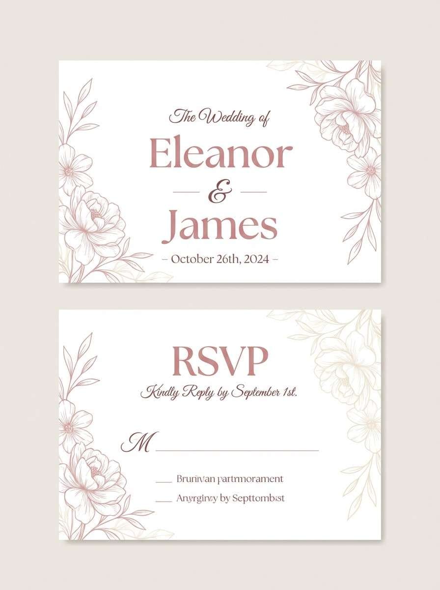 blush wedding invitation layout