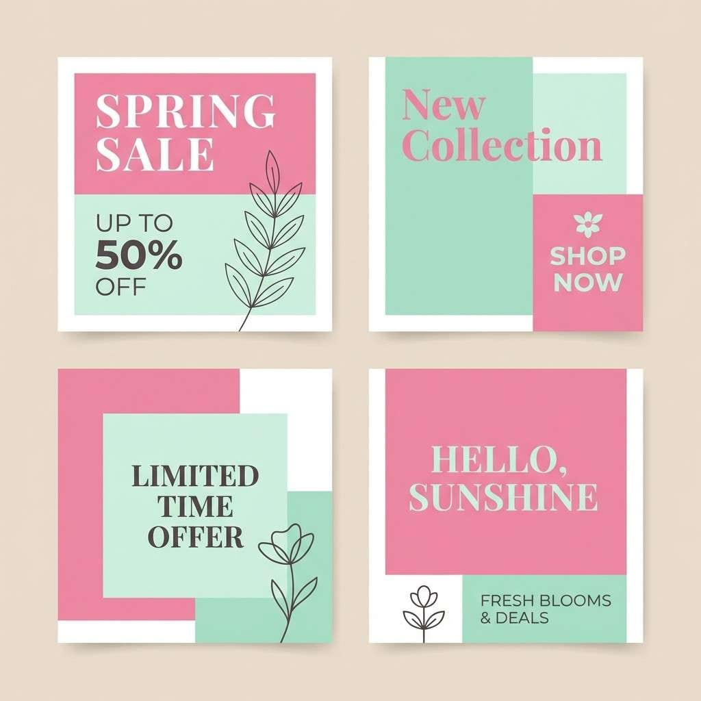 spring pink social templates