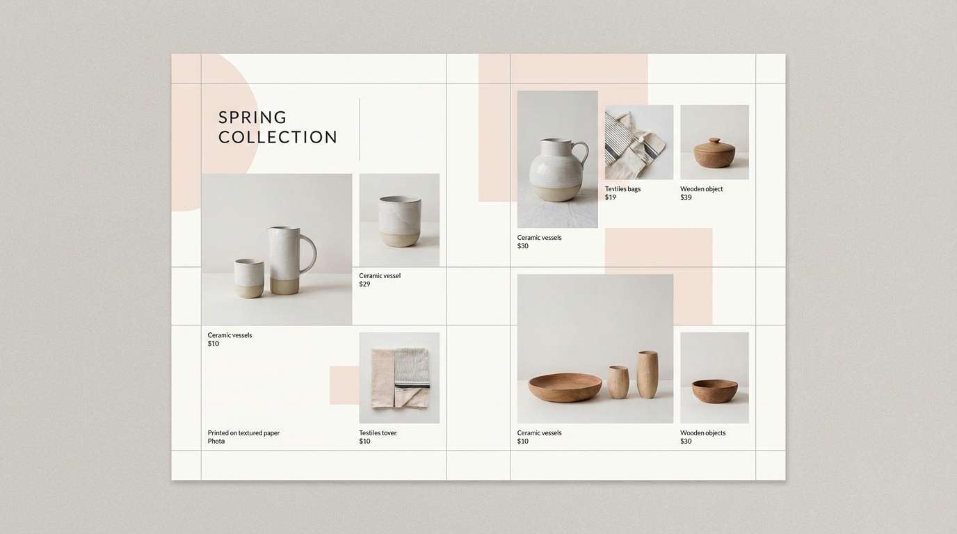 minimal blush catalog page