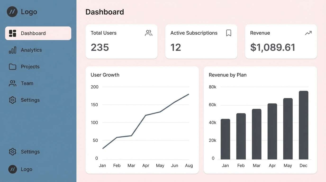 pink steel dashboard ui