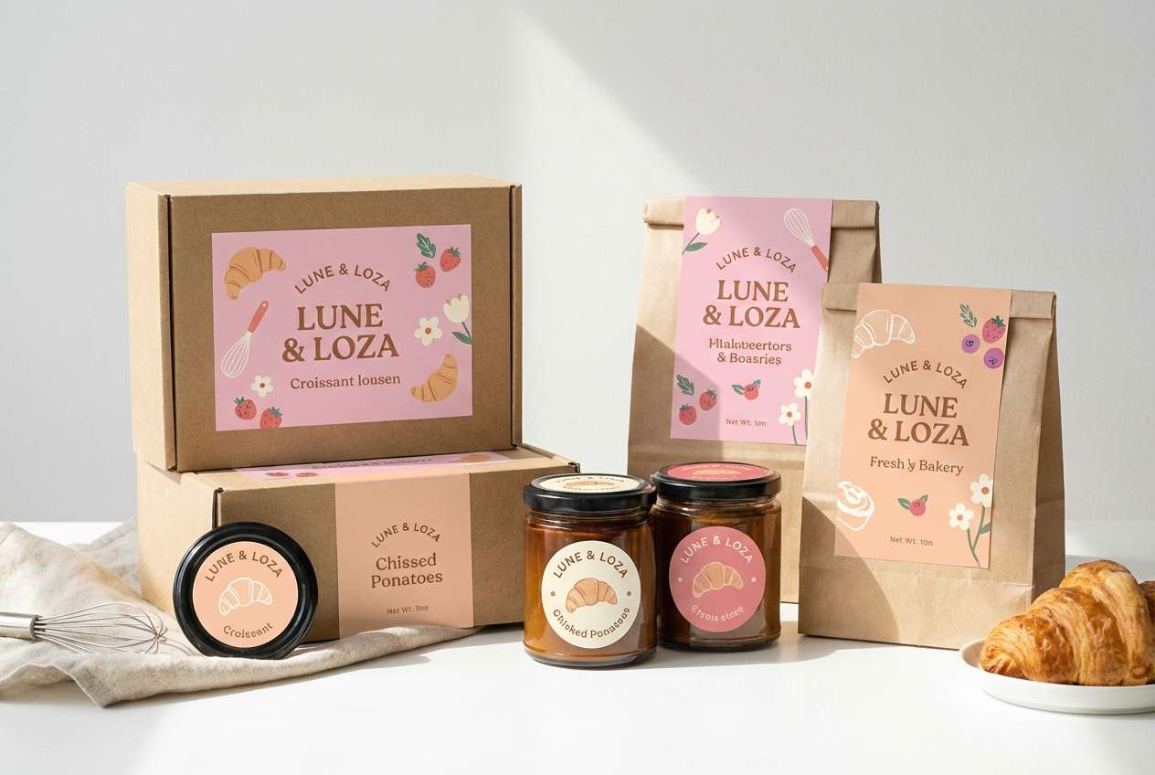 pastel bakery label set