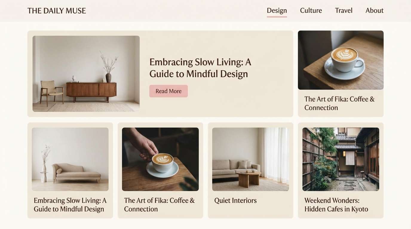 minimal blush blog ui