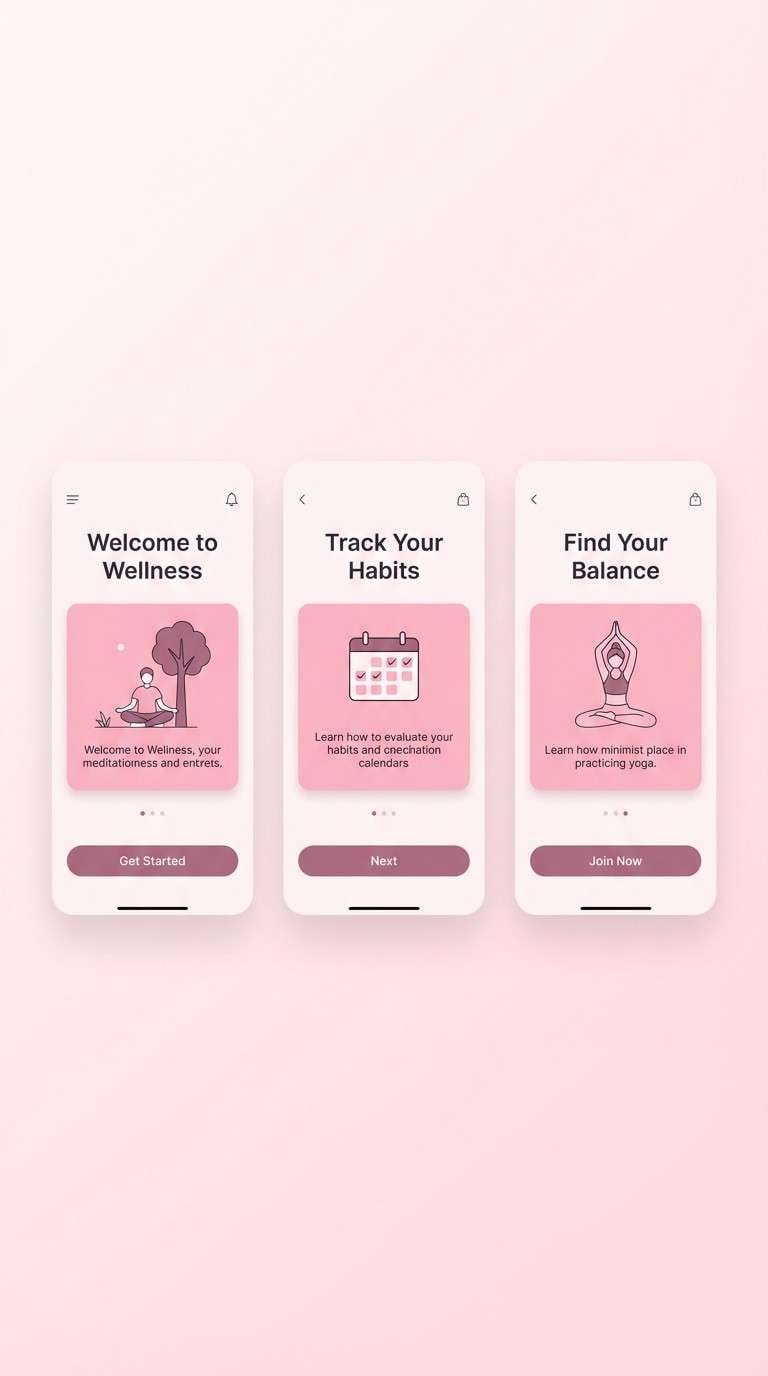 pink wellness onboarding ui