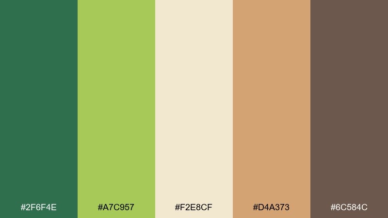 palm and sand tropical wedding color palette with hex codes