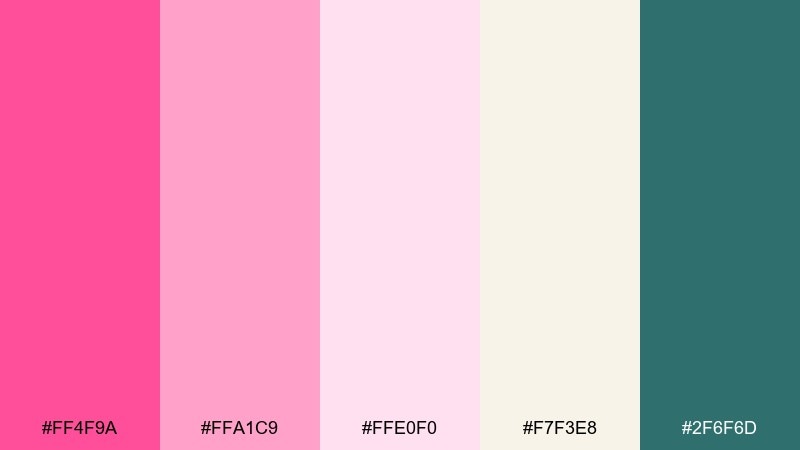 palm beach sorbet flamingo pink color palette with hex codes