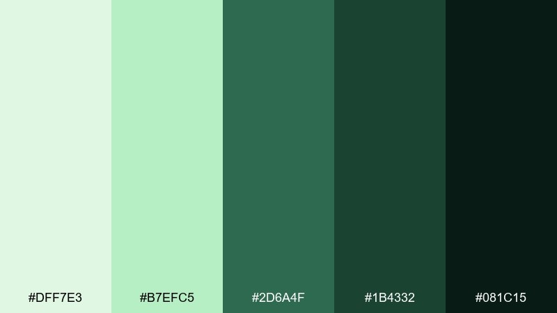 palm shade color palette with hex codes