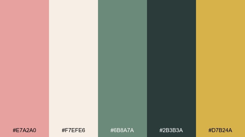 palm springs pink mid century modern color palette with hex codes