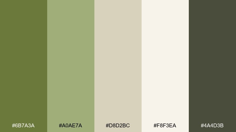 paper bark green khaki color palette with hex codes