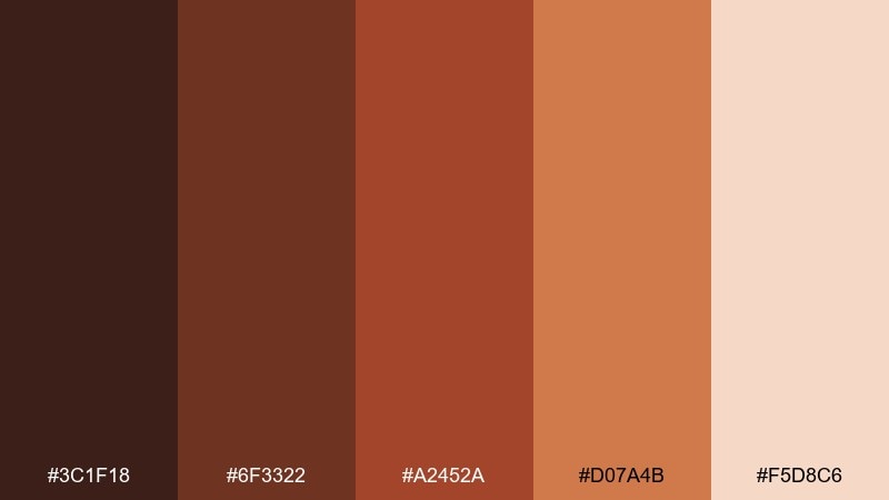 paprika mocha color palette with hex codes