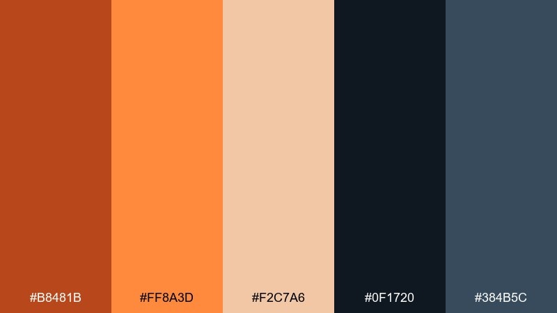 paprika night dark orange color palette with hex codes