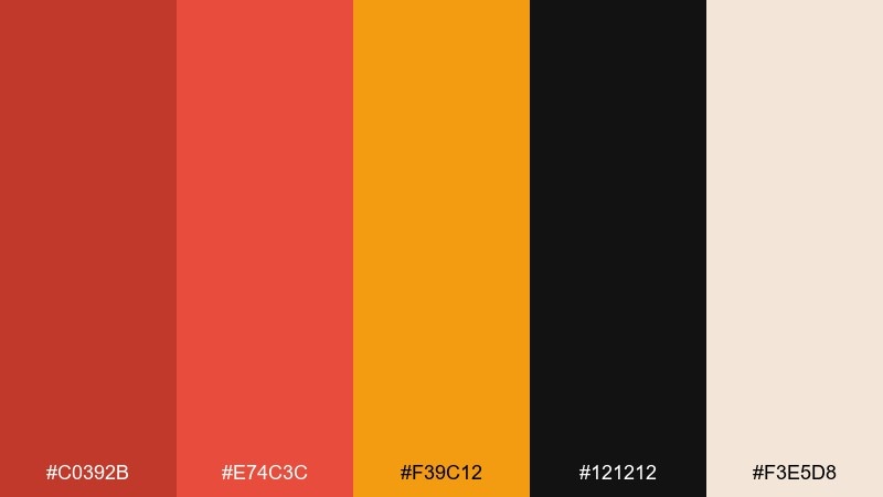 paprika night flame color palette with hex codes