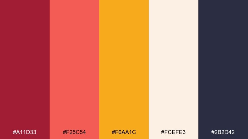 paprika picnic red orange yellow color palette with hex codes