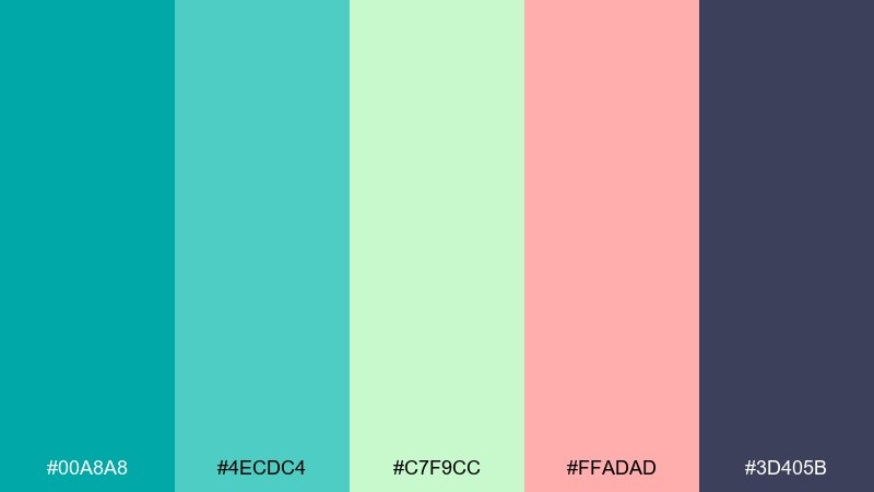 party confetti teal color palette with hex codes