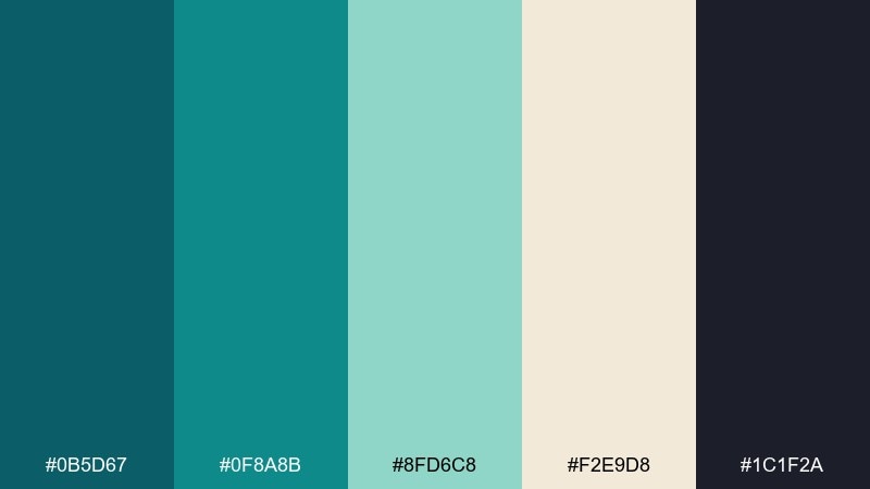 passport teal travel color palette with hex codes