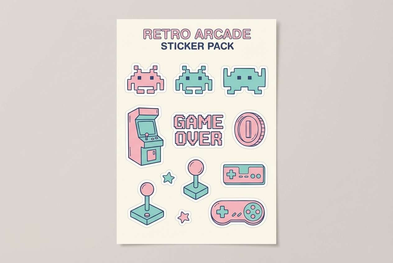 pastel arcade stickers