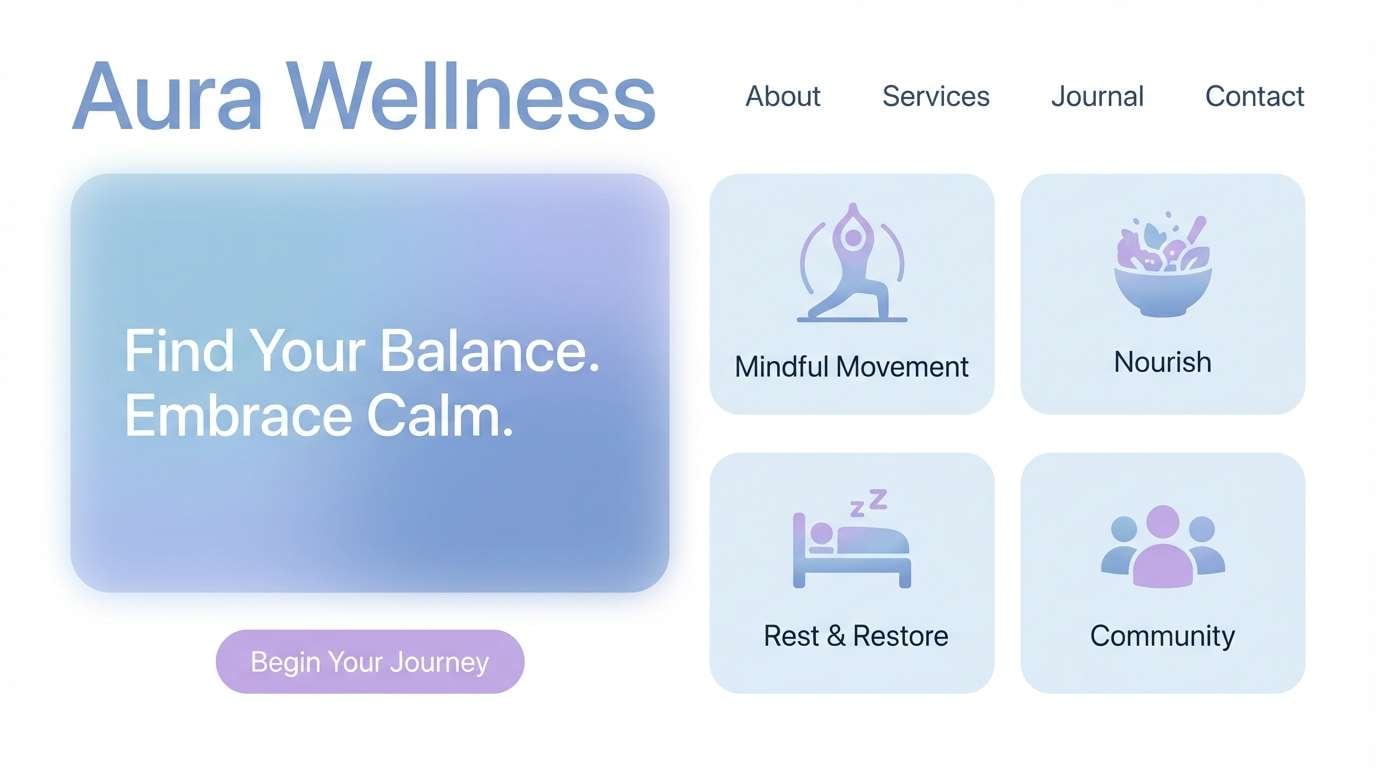wellness landing ui mockup