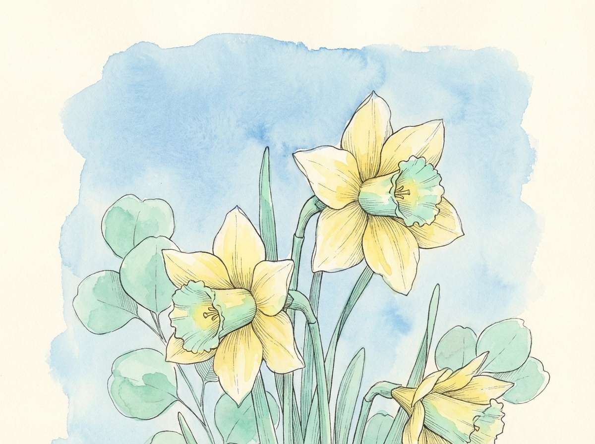 watercolor daffodil art