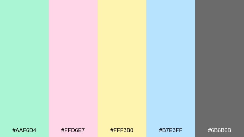 pastel candyshop color palette with hex codes