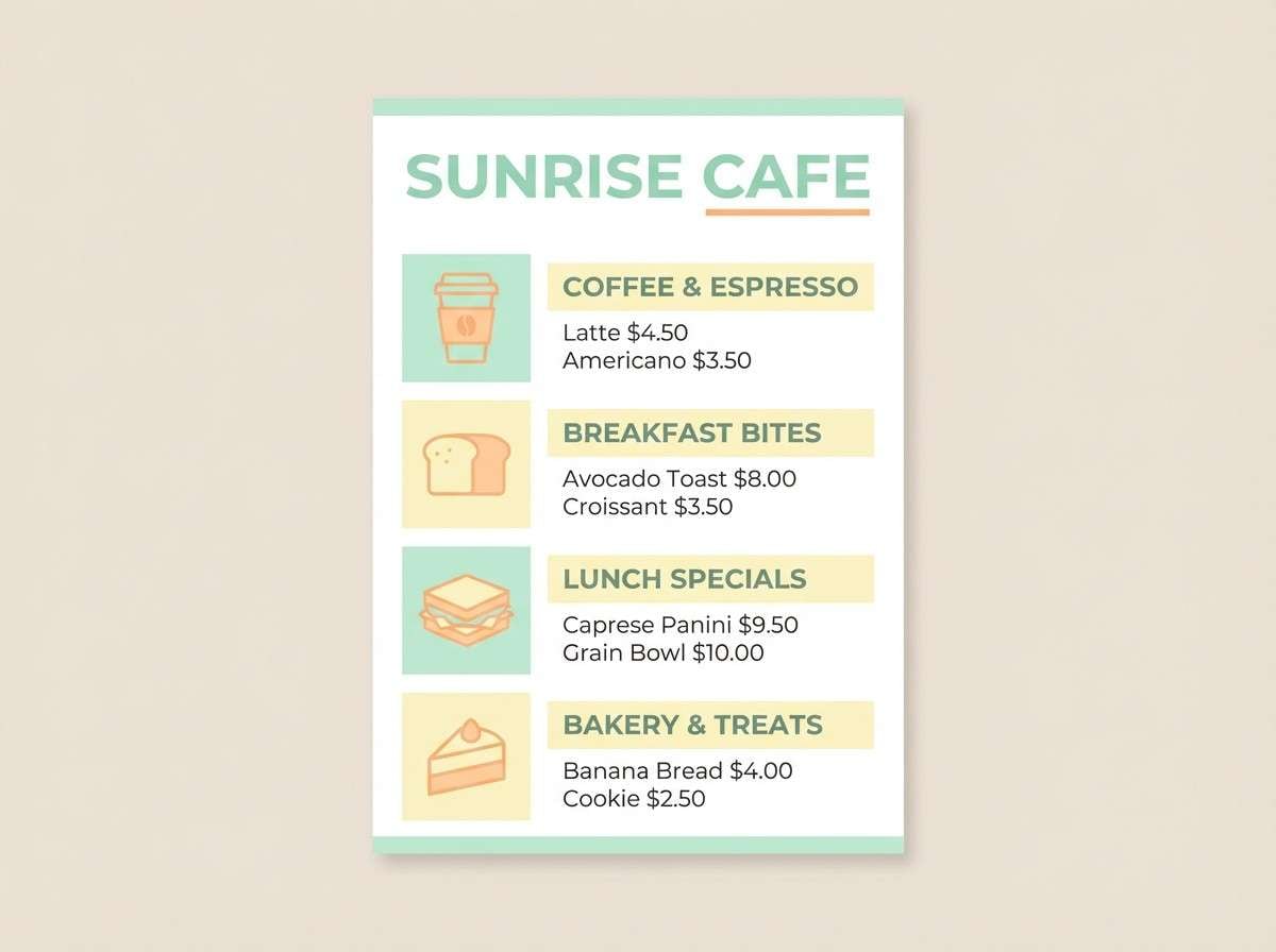 mint cafe menu flyer