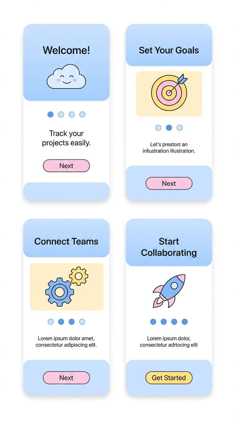powder blue onboarding screens